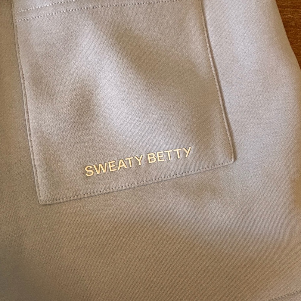 Sweaty Betty ‘Elevated Short’ High Rise Cotton Fleece Salt Blue Pocket, Sz S NWT - Picture 8 of 14